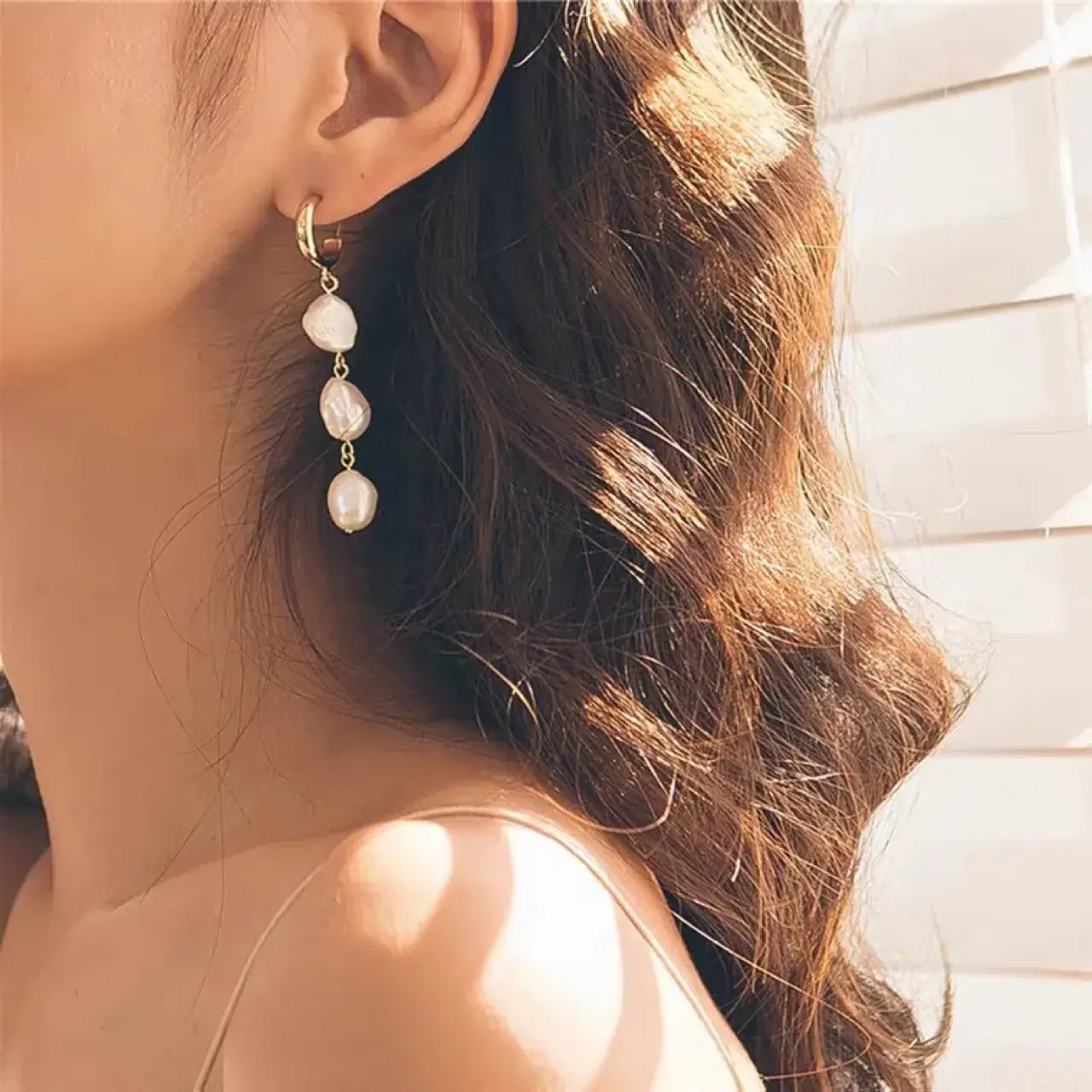 Natural Baroque Pearl Earrings 925 Silver Pin Earrings for Women - Image 2