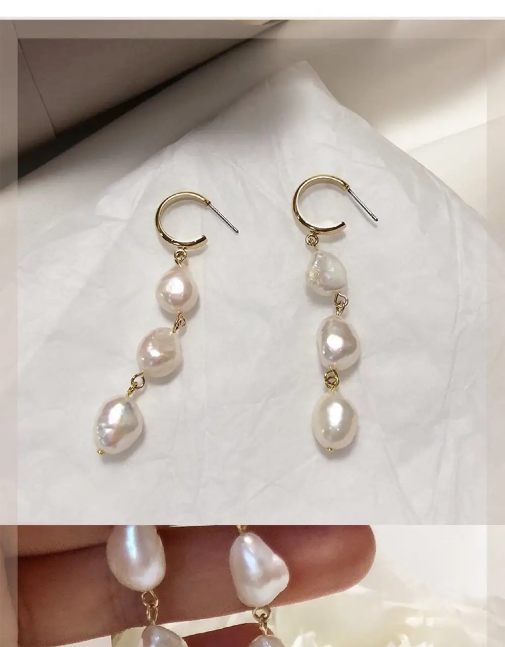 Natural Baroque Pearl Earrings 925 Silver Pin Earrings for Women — feature 9