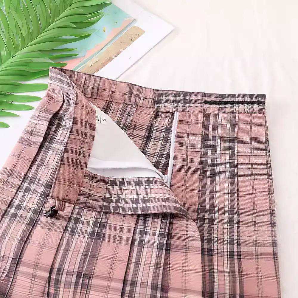 Japanese College Plaid Skirt with Alignment Line