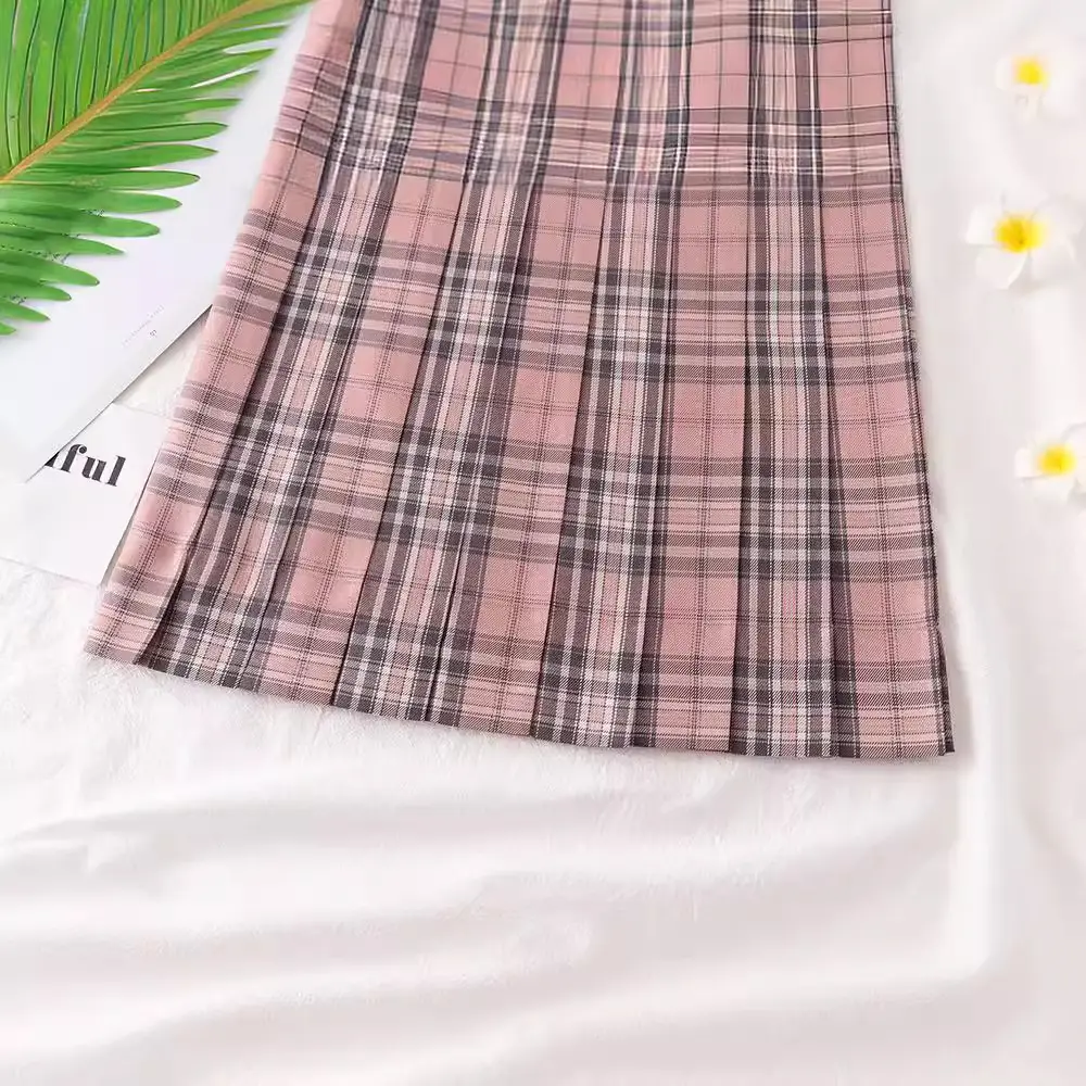 Japanese College Plaid Skirt with Alignment Line