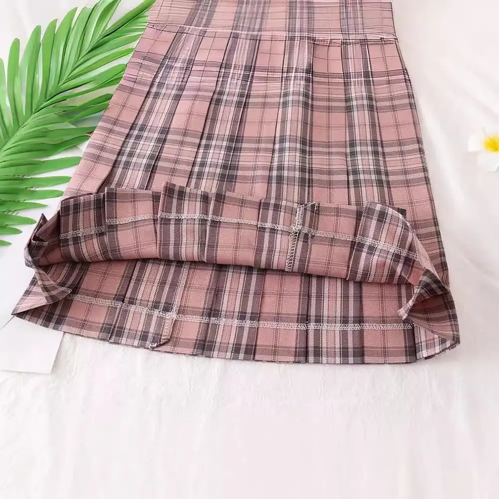 Japanese College Plaid Skirt with Alignment Line