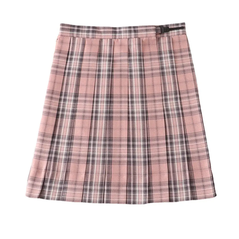 Japanese College Plaid Skirt with Alignment Line