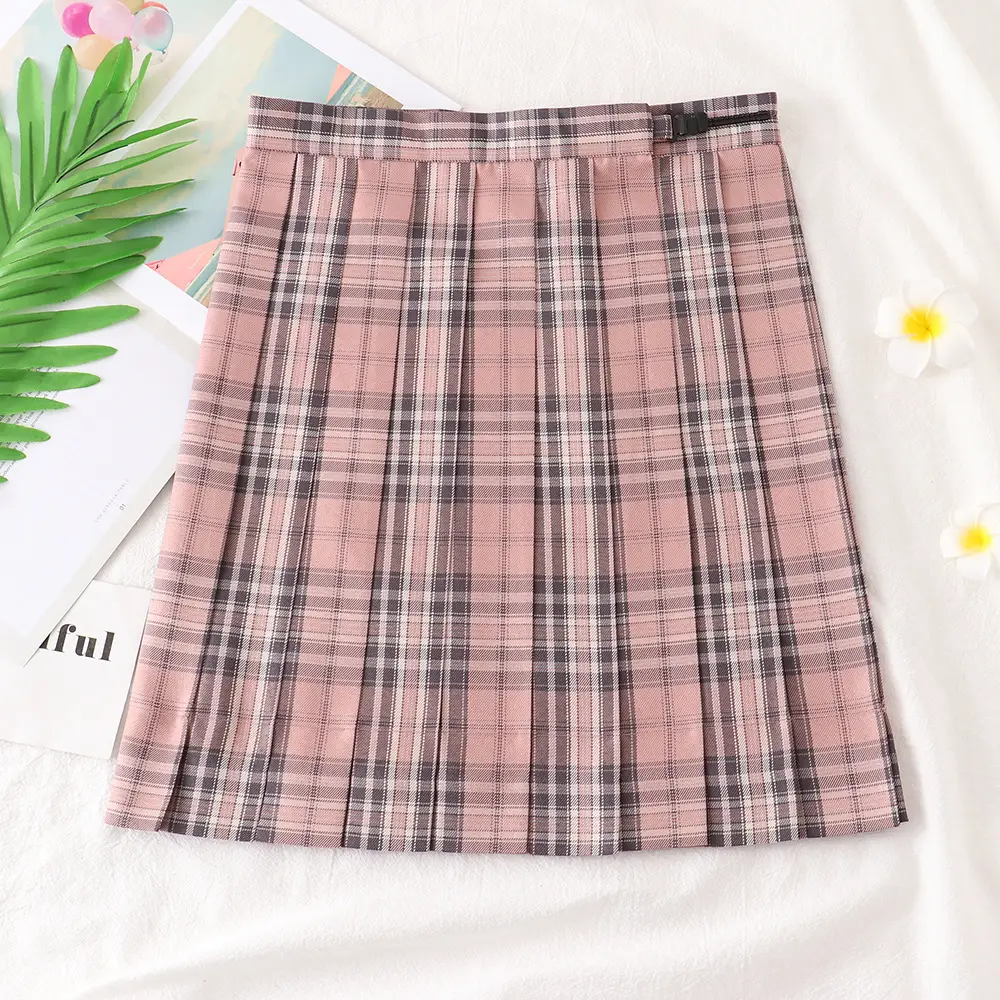 Japanese College Plaid Skirt with Alignment Line