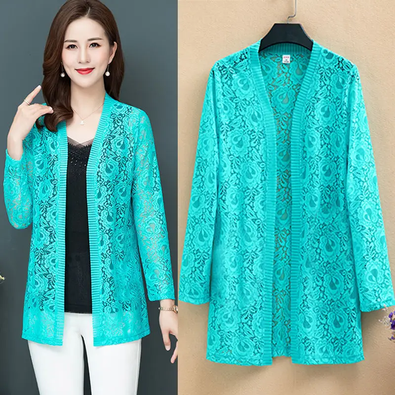 Green Lace Shawl Cardigan Plus Size Women 2026 - Image 9