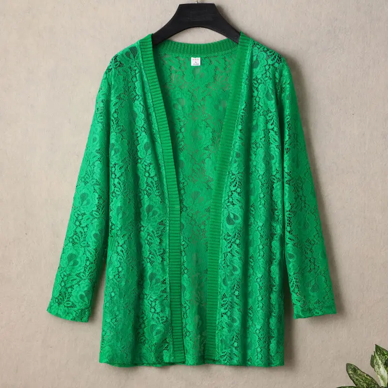 Green Lace Shawl Cardigan Plus Size Women 2026 - Image 10