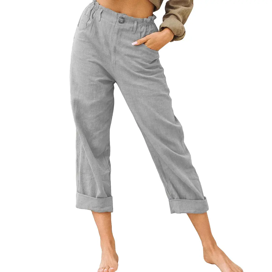 2025 Women's Pure Cotton Linen High Waist Casual Pants - Image 17