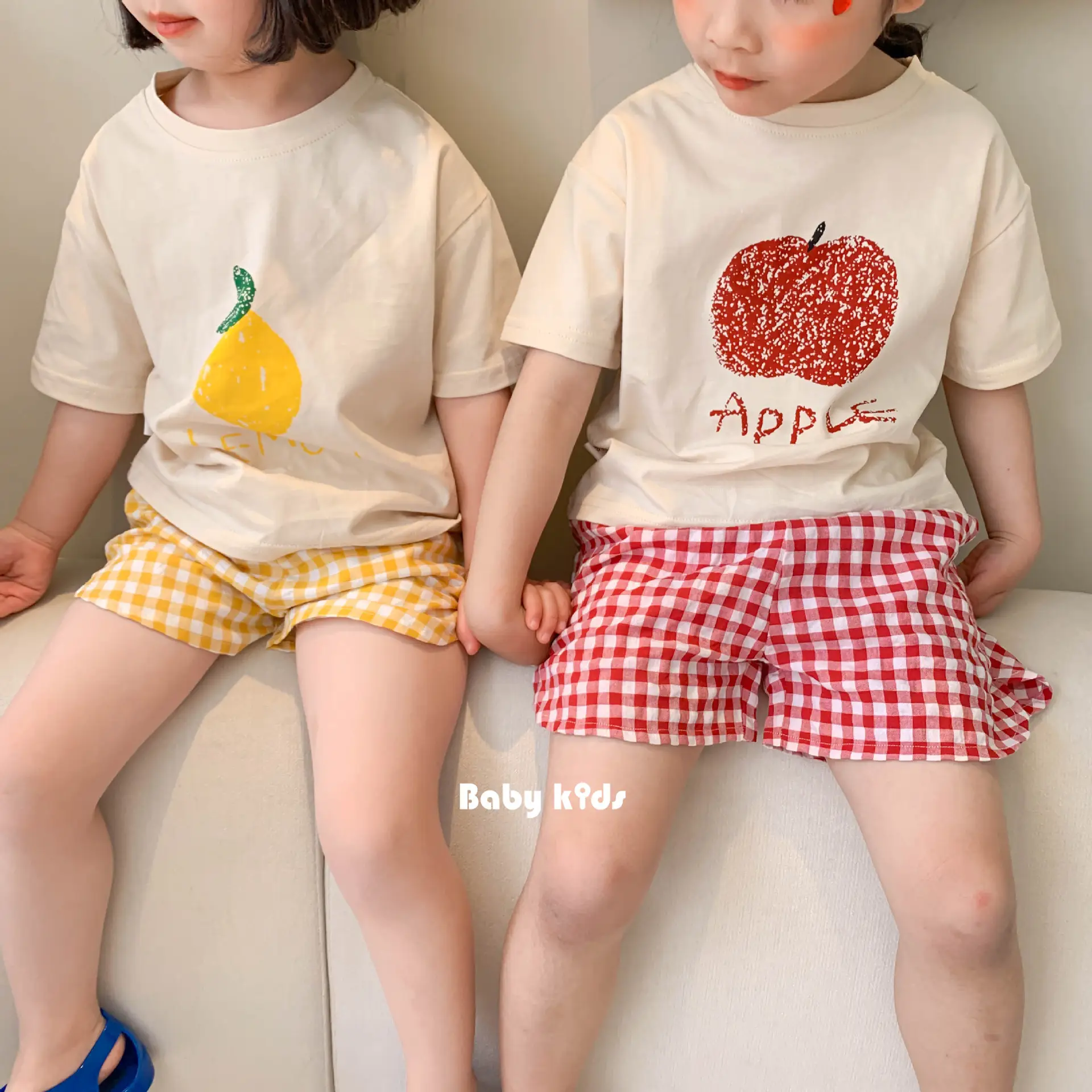 Clearout Kids T-Shirt Shorts Two-Piece Set Blue White