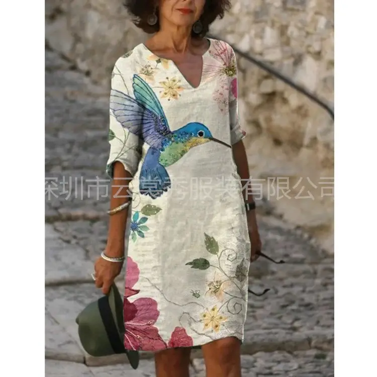 2022 Printed Floral Short Sleeve Women's Dress - Image 2