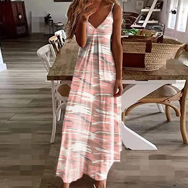 Women Black Floral V-Neck Strap Dress