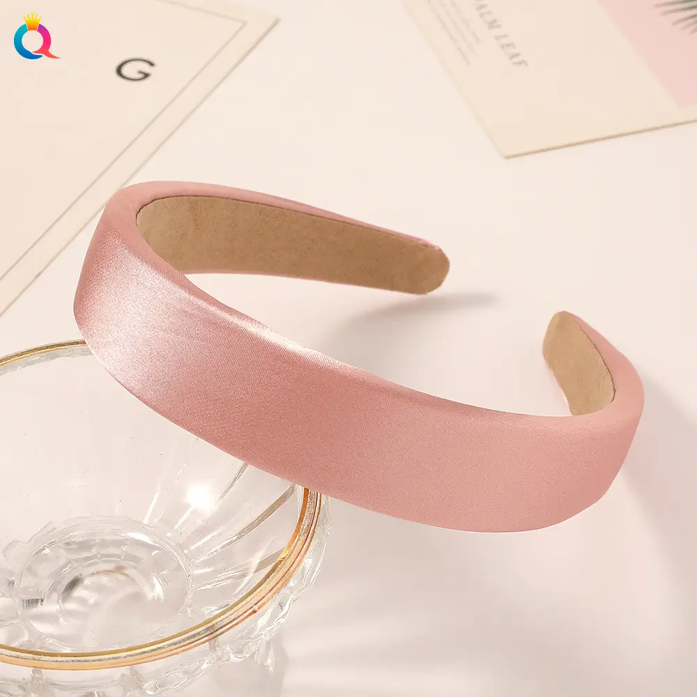 Satin Sponge Headband for Women Green Retro Style