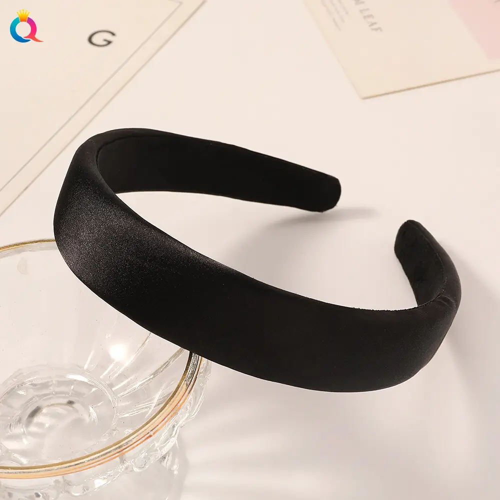 Satin Sponge Headband for Women Green Retro Style