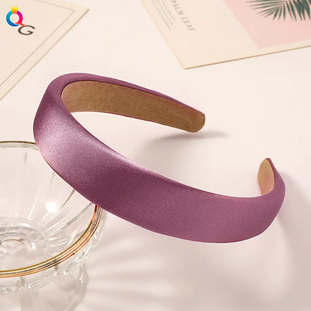 Satin Sponge Headband for Women Green Retro Style