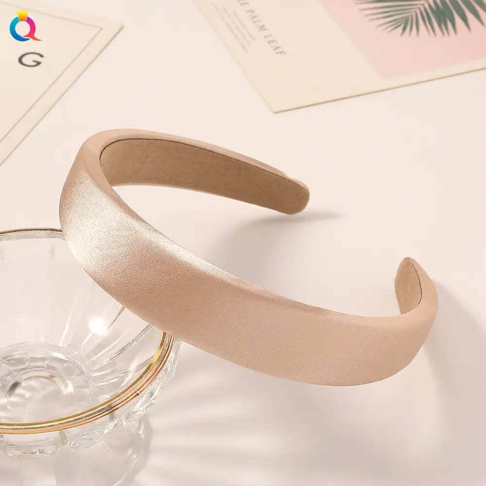 Satin Sponge Headband for Women Green Retro Style