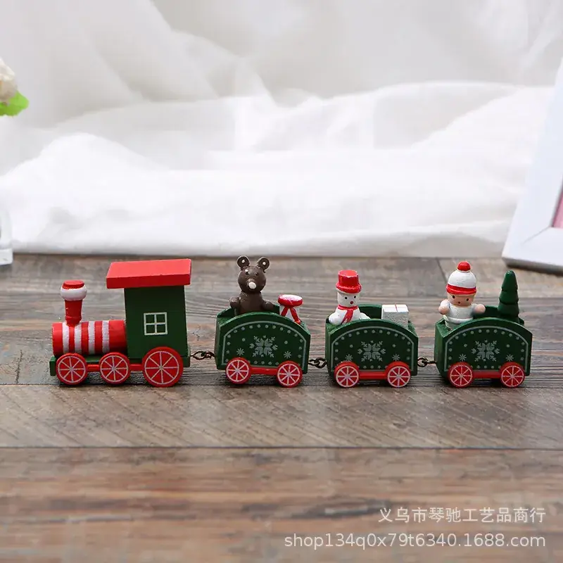 Mini Christmas Train Toy for Kids Wooden Decor - Image 2