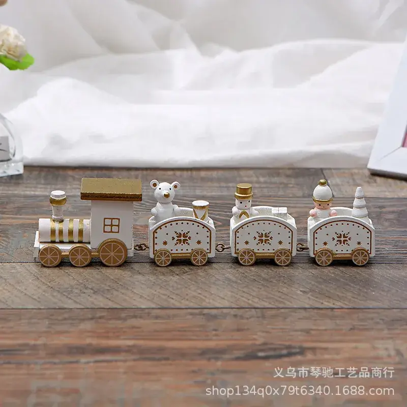 Mini Christmas Train Toy for Kids Wooden Decor - Image 3