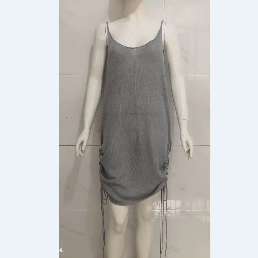 Blue Sleeveless Tie-Up Summer Dress for Women — feature 4