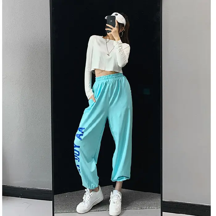 Women Hip Hop Jazz Jogger Pants White 2024 - Image 3