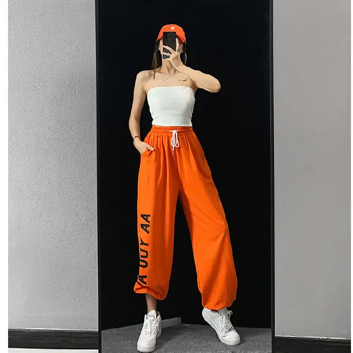 Women Hip Hop Jazz Jogger Pants White 2024 - Image 4