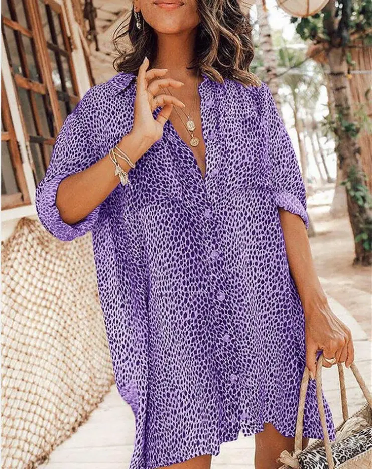 Leopard Print Long Sleeve Shirt for Women Spring Summer Wear - Image 4