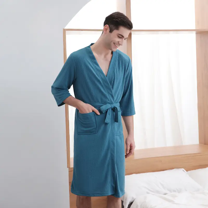 Women's Pink Waffle Bathrobe Hot Spring Sauna Suit - Image 14