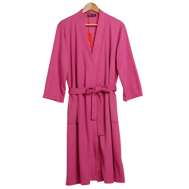Women's Pink Waffle Bathrobe Hot Spring Sauna Suit - Image 17