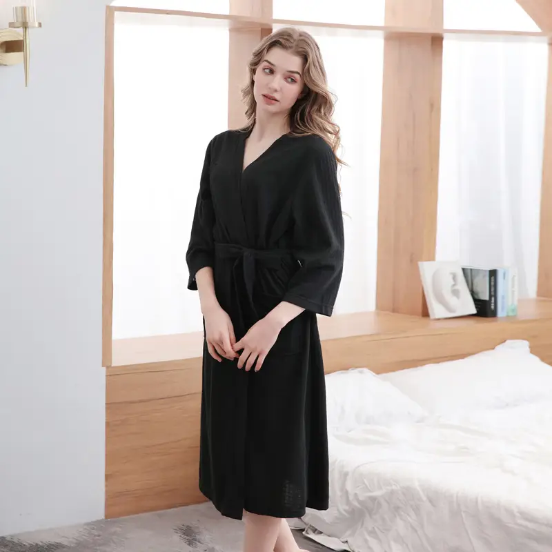 Women's Pink Waffle Bathrobe Hot Spring Sauna Suit - Image 9