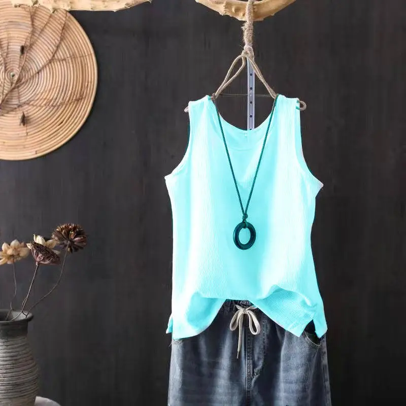 Women's Light Blue Knitted Vest with Neckline Cutout - Image 10