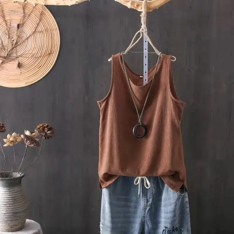 Women's Light Blue Knitted Vest with Neckline Cutout - Image 6