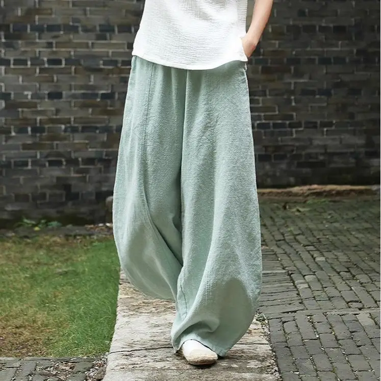 Mint Green Linen Harem Pants Plus Size Women - Image 10