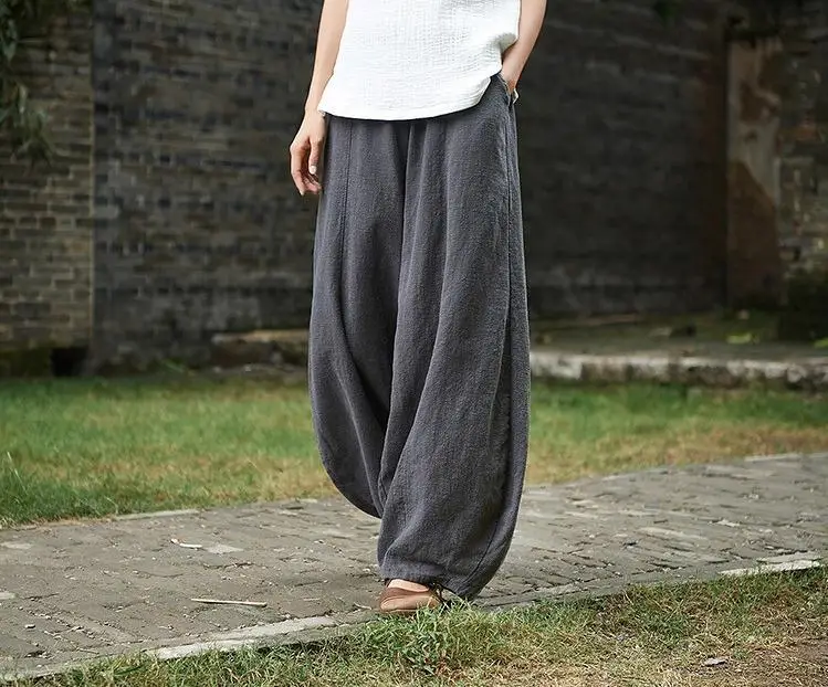 Mint Green Linen Harem Pants Plus Size Women — feature 2