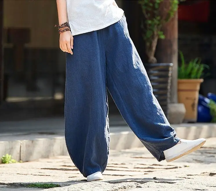 Mint Green Linen Harem Pants Plus Size Women — feature 8