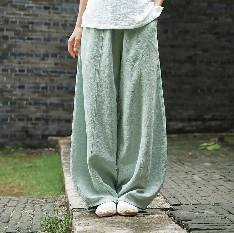Mint Green Linen Harem Pants Plus Size Women - Image 2