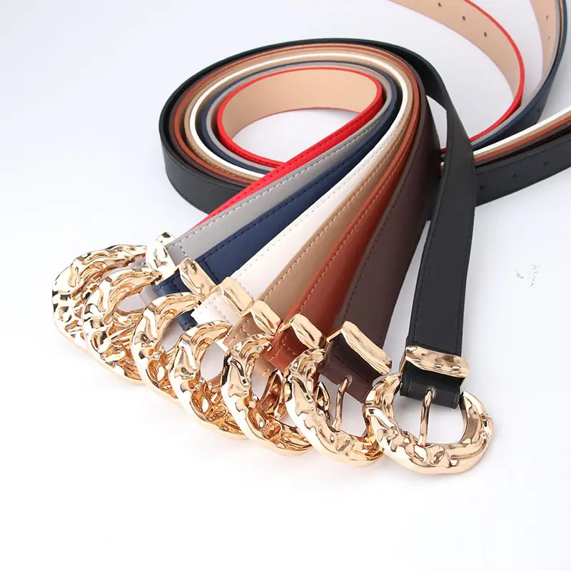 Gold Plated Big Head Metal Belt for Women
