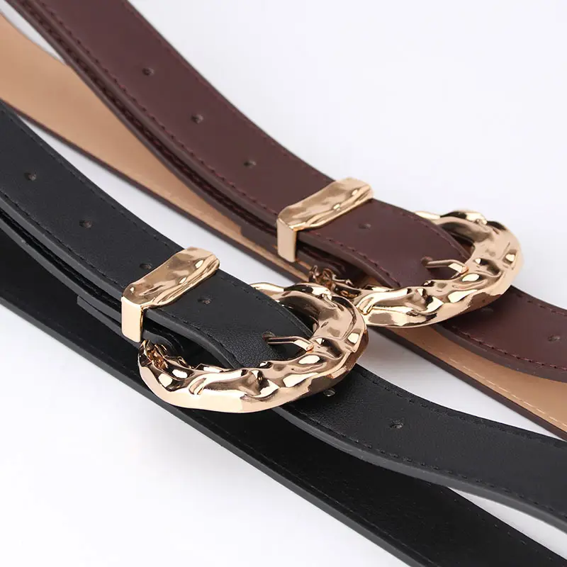 Gold Plated Big Head Metal Belt for Women