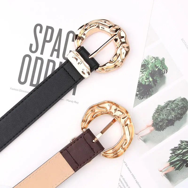 Gold Plated Big Head Metal Belt for Women