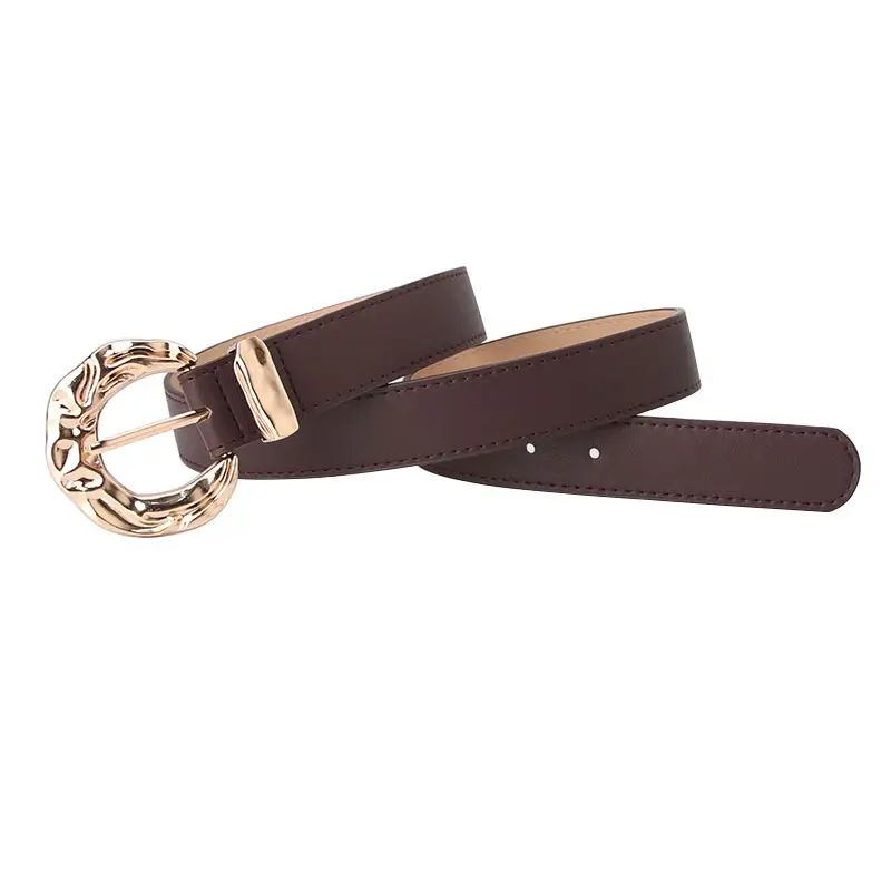 Gold Plated Big Head Metal Belt for Women