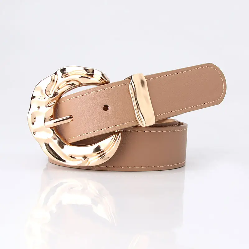 Gold Plated Big Head Metal Belt for Women
