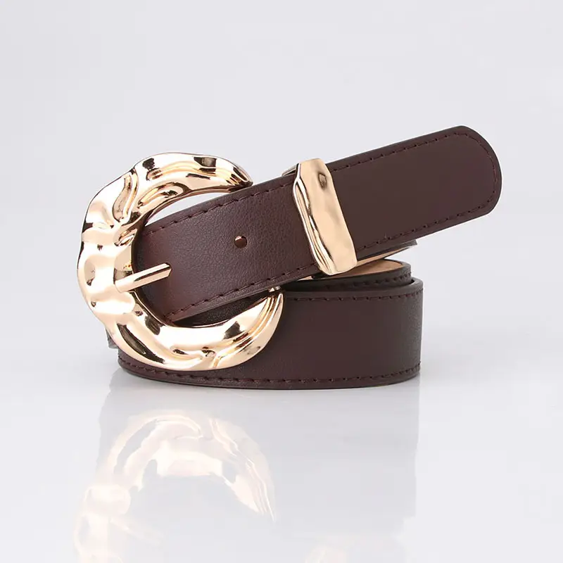 Gold Plated Big Head Metal Belt for Women