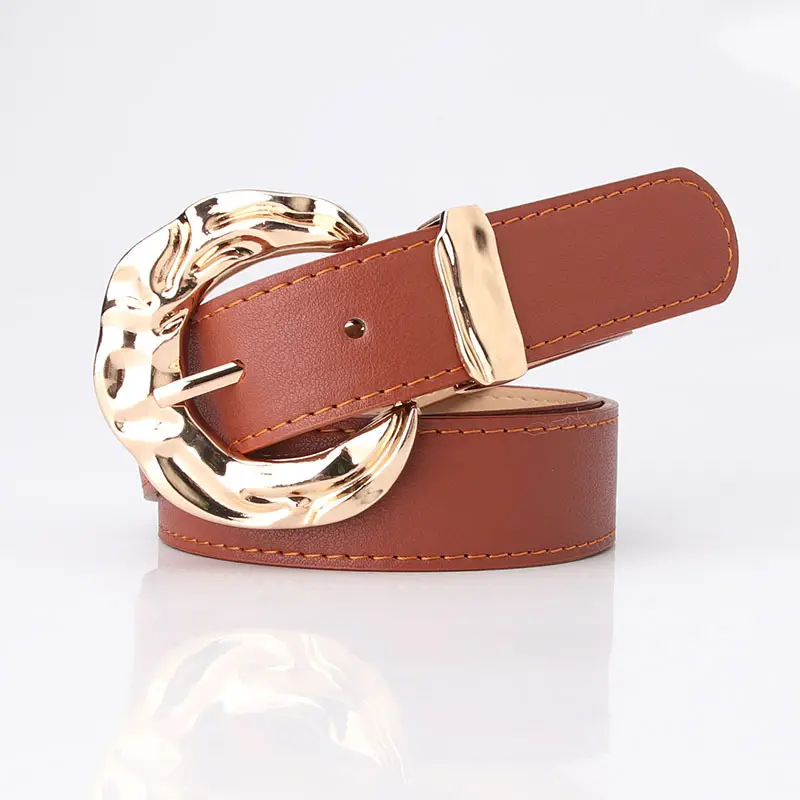Gold Plated Big Head Metal Belt for Women