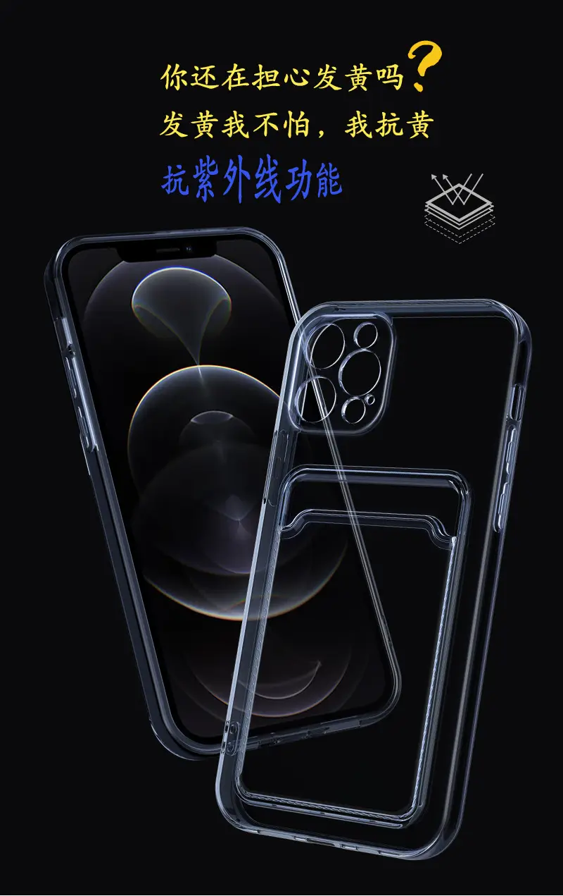 Apple 12 Mobile Phone Case Purple Light Not Easy Yellow All-inclusive Fine Hole Transparent One-piece Card Soft Case — feature 11