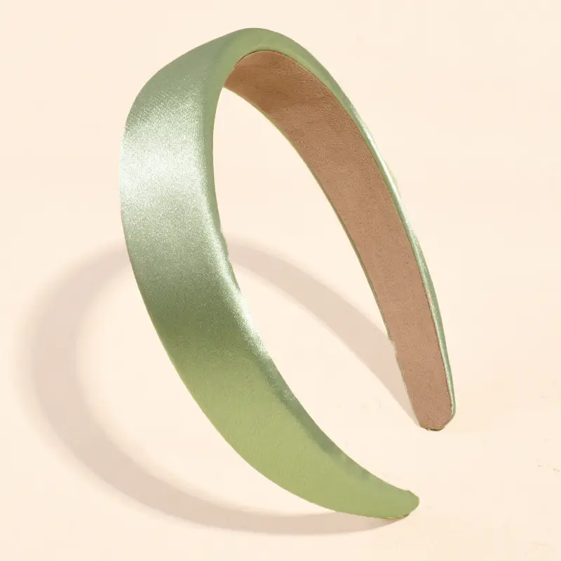 Green Satin Wide Brim Hair Band for Women - Image 9