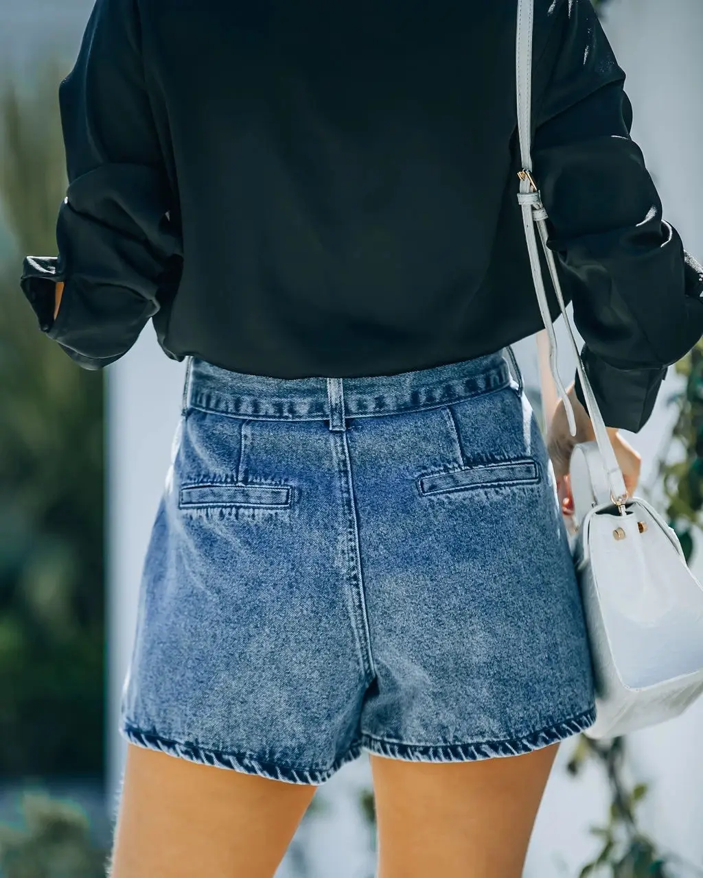 Women Denim Shorts High Waist Wash Blue Belt — feature 9