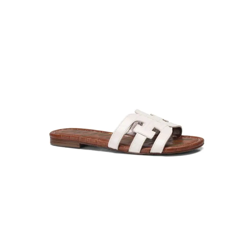 Women Beige Leather Flat Sandals Summer Breathable