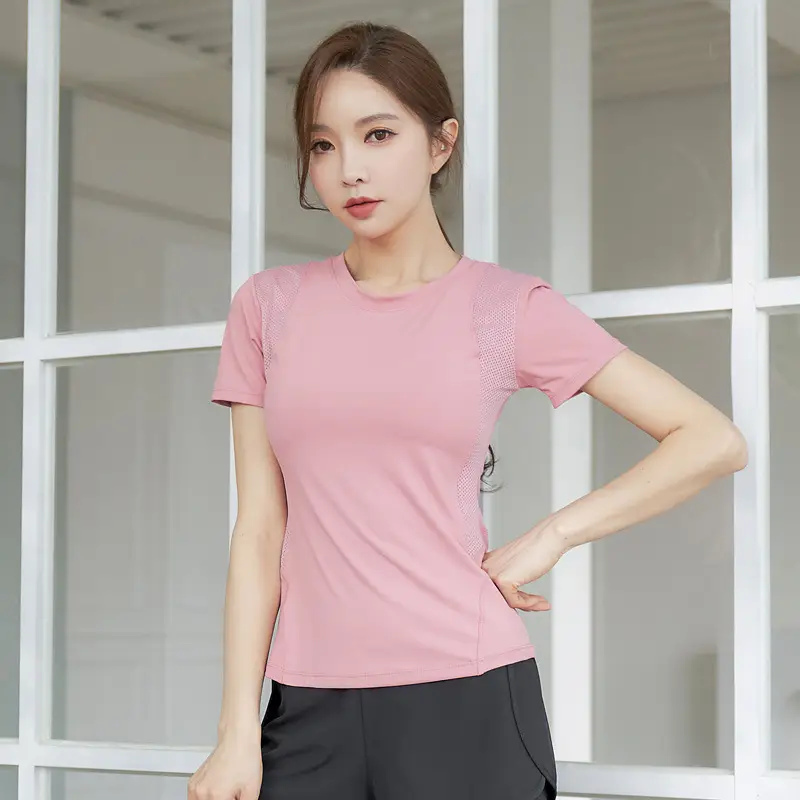 Women Pink Slim Fit Yoga Top Spring Summer - Image 7