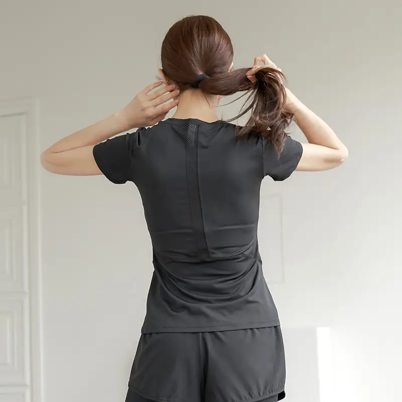 Women Pink Slim Fit Yoga Top Spring Summer - Image 8