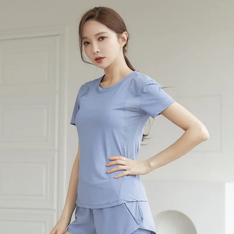 Women Pink Slim Fit Yoga Top Spring Summer - Image 3