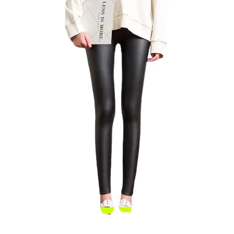Women PU Leather Pants Thick Fleece Lined Slimming Large Size - Image 5