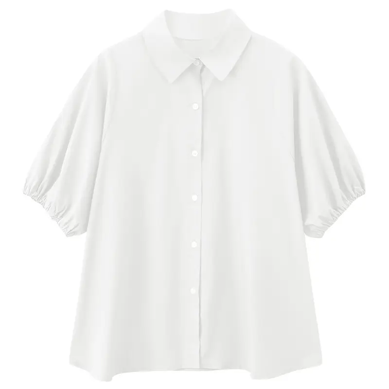 Women's Puff Sleeve Sweet Loose Korean Shirt Beige - Image 7