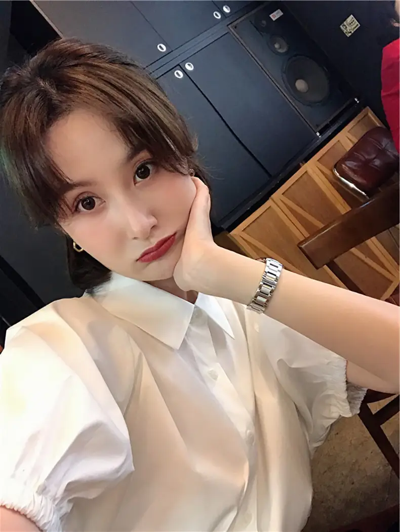 Women's Puff Sleeve Sweet Loose Korean Shirt Beige — feature 10