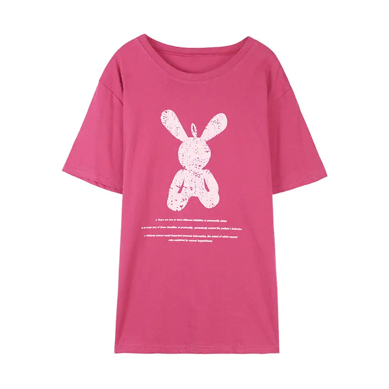 Women Cartoon Print Summer T-Shirt Pink Light Pink - Image 7